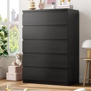 Black 5 Drawer Dresser for Bedroom